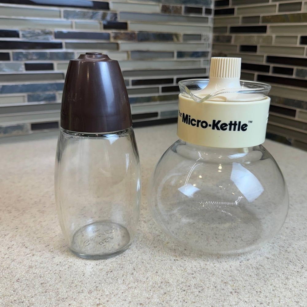 Vintage Gemco Micro-Kettle Heat‎ Resistant Glass Tea Pot & Sugar Pourer Set 6.5" - Picture 2 of 16